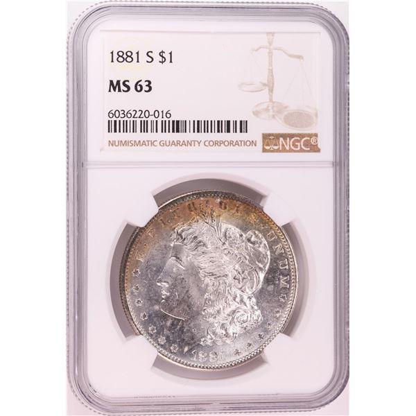 1881-S $1 Morgan Silver Dollar Coin NGC MS63 Great Toning