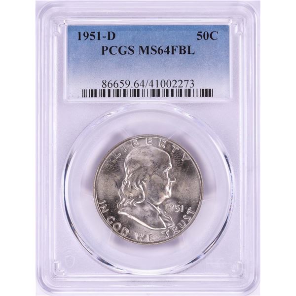 1951-D Franklin Half Dollar Coin PCGS MS64FBL