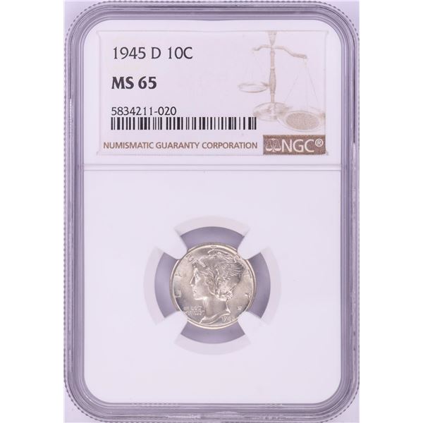 1945-D Mercury Dime Coin NGC MS65