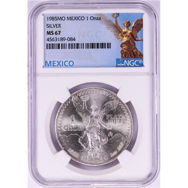 1985Mo Mexico 1 Onza Libertad Silver Coin NGC MS67