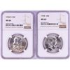 Image 1 : Lot of 1958 & 1958-D Franklin Half Dollar Coins NGC MS64