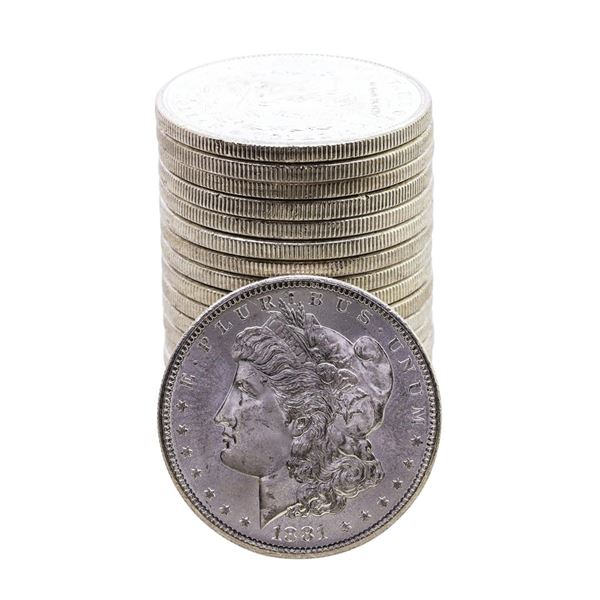 Roll of (20) Brilliant Uncirculated 1881-S $1 Morgan Silver Dollar Coins