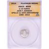 Image 1 : 2014 Proof 1/10 oz Platinum JFK Apollo 11 Anniversary Medal ANACS MS69