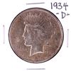 Image 1 : 1934-D $1 Peace Silver Dollar Coin