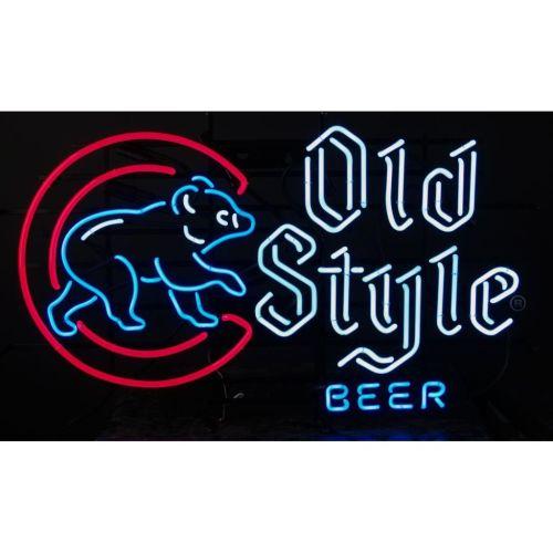 Neon Sign Old Style Beer W Bear Cub Chicago Cubs
