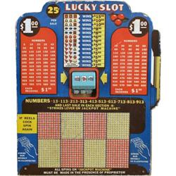 Lucky Slot Punchboard  12 x 15 "  1940's   rare