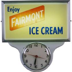 Fairmont Ice Cream Sign  Lighted w/ working clock