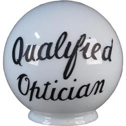 "Qualified Optician" Milk Glass Globe