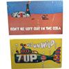 Image 1 : Lot of 2   7-Up Cardboard Signs  21 x 34 " each