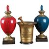 Image 1 : 3 Pc Rx Showglobes w /Rare Animated Mortar & Pedstal