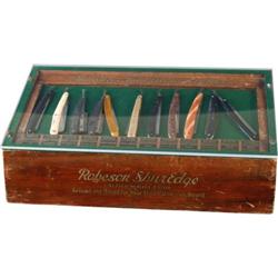 Straight Razor Display Case with Many Razors