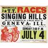 Image 1 : 1940's Motrcycle Races Color Cardboard Poster