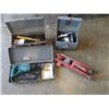Image 1 : ROUTER, MAKITA SAWZALL, TOOLBOX WITH CONTENTS AND TROLLEY JACK