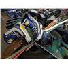 Image 2 : Snowboard with bindings and box of biking accessories