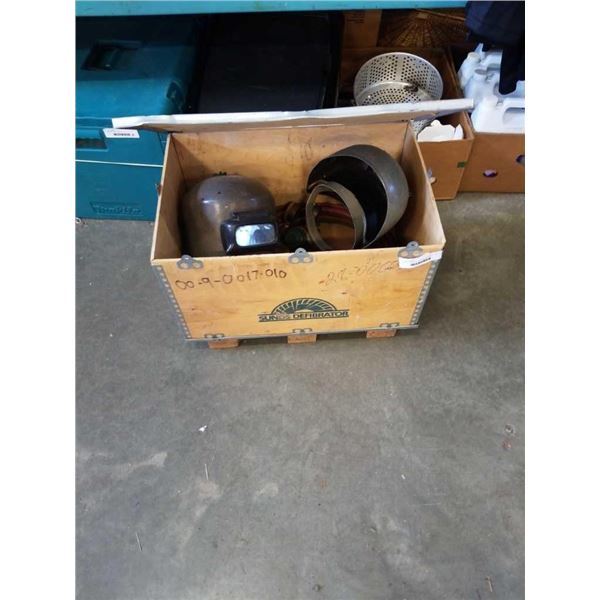 WOOD CRATE OF WELDING GAUGES, TORCH, HOSES, MASKS