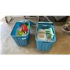 Image 1 : 2 TOTES OF PLASTIC CONTAINERS, SOME LIDS