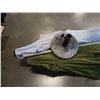 Image 2 : Blue crank patio umbrella with cement base and green patio umbrella