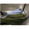 Image 3 : Blue crank patio umbrella with cement base and green patio umbrella