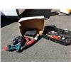 Image 1 : Box and tray of drills and screwdrivers with digital scale