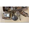 Image 2 : TRAY OF SILVER PLATE, BRUSH, COMB, SERVING PIECES