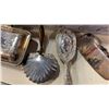 Image 4 : TRAY OF SILVER PLATE, BRUSH, COMB, SERVING PIECES