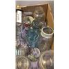 Image 2 : Box of mason jars with Amethyst glass Kerosene lamp and pitcher