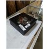 Image 1 : JEWELRY BOX WITH METAL SOLDIERS, LESNEY AND MATCHBOX MILITARY VEHICLES, COLLECTOR PINS AND BELT BUCK