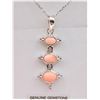 Image 1 : STERLING SILVER PENDANT AND CHAIN SET W/ GENUINE CORAL STONE RETAIL $300