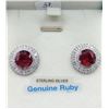 Image 3 : STERLING SILVER 17.24CT RUBY EARRINGS W/ CZ W/ APPRAISAL $1985