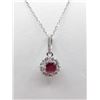 Image 1 : STERLING SILVER RUBY AND CZ PENDANT W/ 16" CHAIN W/ APPRAISAL $780