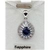 Image 1 : STERLING SILVER PENDANT AND CHAIN SET W/ PEAR SHAPE SAPPHIRE 3.2CTS AND 55 CZ W/ APPRAISAL $1255