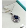 Image 3 : STERLING SILVER PENDANT AND CHAIN SET W/ PEAR SHAPE SAPPHIRE 3.2CTS AND 55 CZ W/ APPRAISAL $1255