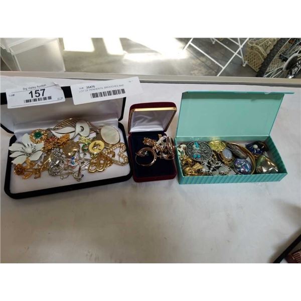 LOT OF PENDANTS, BROOCHES AND EARRINGS