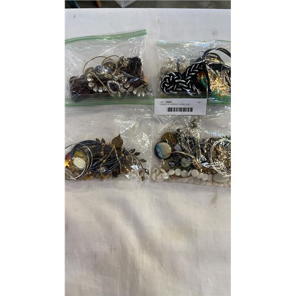 4 BAGS OF VARIOUS JEWELLERY