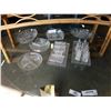 Image 1 : LOT OF CRYSTAL DIVIDED SERVING DISHES, SALT AND PEPPERS, ETC
