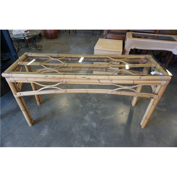 RATTAN GLASSTOP SOFA TABLE