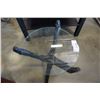 Image 7 : SMALL WOVEN CARPET AND GLASSTOP CARVED WOOD ENDTABLE