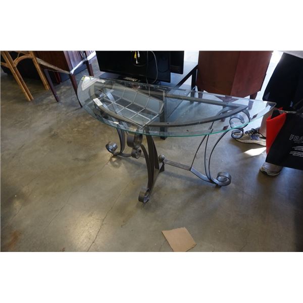 Glass top metal base sofa table