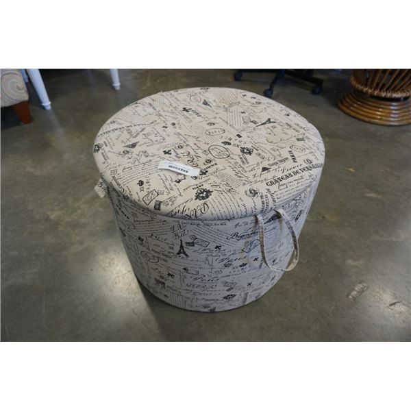 STORAGE OTTOMAN WITH PARIS AND FRANCE MOTIF