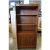 Image 1 : PINE BOOKSHELF WITH STORAGE 73 INCHES TALL X 33 1/2 INCHES WIDE X 16 1/2 INCHES DEEP