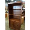Image 2 : PINE BOOKSHELF WITH STORAGE 73 INCHES TALL X 33 1/2 INCHES WIDE X 16 1/2 INCHES DEEP