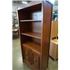 Image 3 : PINE BOOKSHELF WITH STORAGE 73 INCHES TALL X 33 1/2 INCHES WIDE X 16 1/2 INCHES DEEP