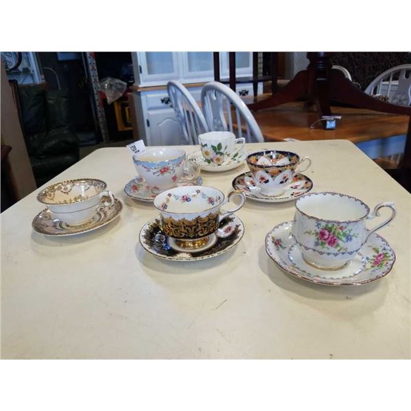 6 CHINA CUPS AND SAUCERS -PARAGON, ROYAL ALBERT, OLD ROYAL, AND OTHER