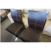 Image 7 : Brown dining table with leather wrap legs and 4 stitched chairs