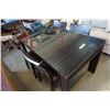 Image 8 : Brown dining table with leather wrap legs and 4 stitched chairs