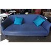 Image 1 : LEE INDUSTRIES CUSTOM HAND MADE BLUE SOFA WITH THROW PILLOWS