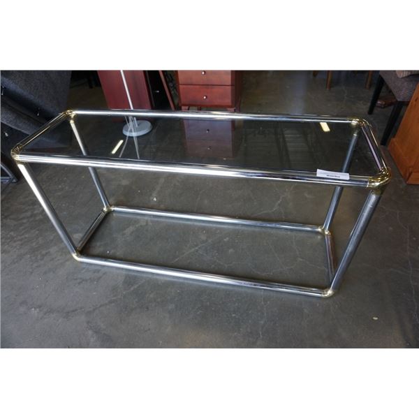 Chrome frame glass top sofa table