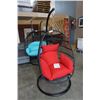 Image 1 : BRAND NEW RED SINGLE HANGING EGG CHAIR - RETAIL $949 W/ NECK PILLOW, FOLDABLE FRAME, POWDER COATED S