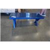 Image 2 : PAINTED BLUE BENCH 12 1/2 INCHES TALL, 31 1/2 INCHES LONG, 12 INCHES WIDE