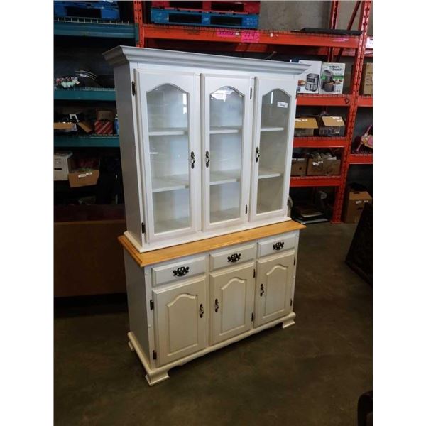 2 PIECE MAPLE AND WHITE CHINA CABINET